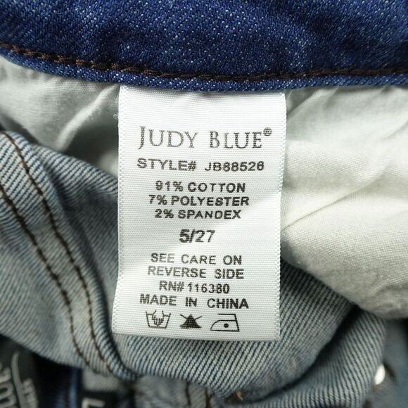 Judy Blue Jeans Womens 5/27 Denim Distressed Button Fly Boyfriend Fit Stretch - Picture 4 of 13
